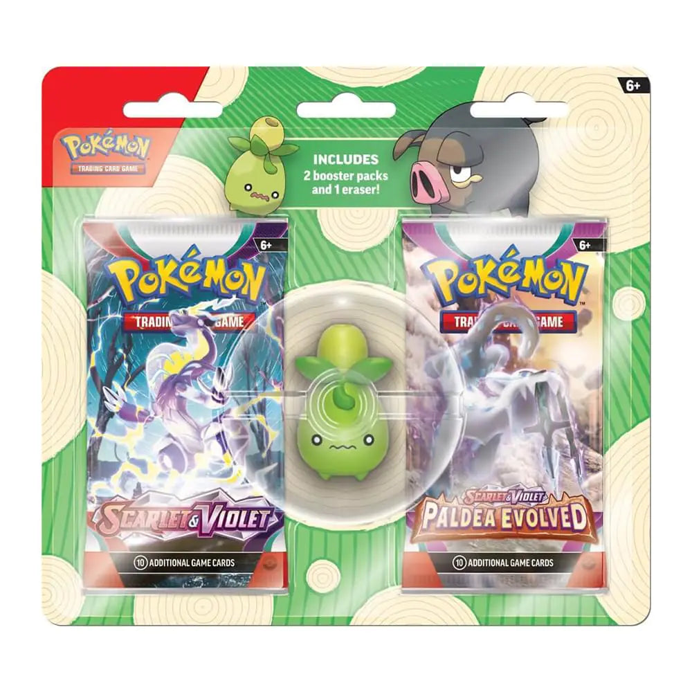 POKEMON TCG: BACK TO SCHOOL 2023: ERASER BLISTER -1 OF 2 RANDOM ERASERS (SMOLIV OR LECHONK)