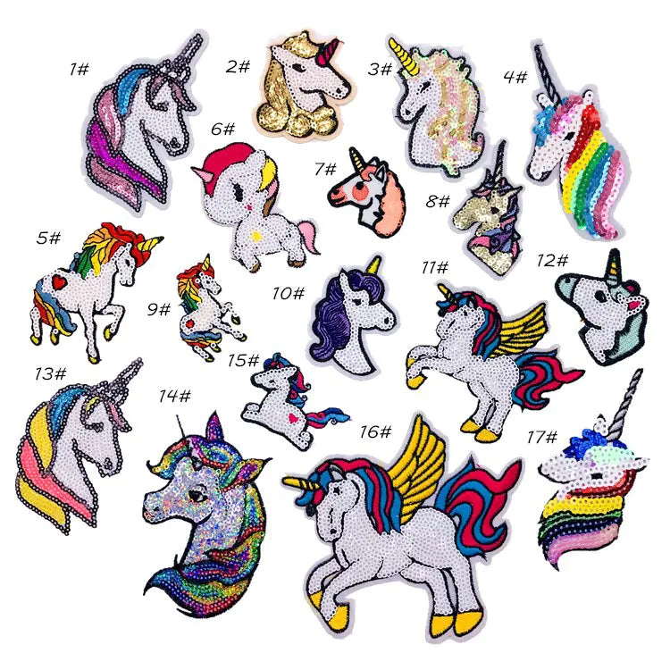 Unicorn Sequin Embroidered Fabric Patch for Kids