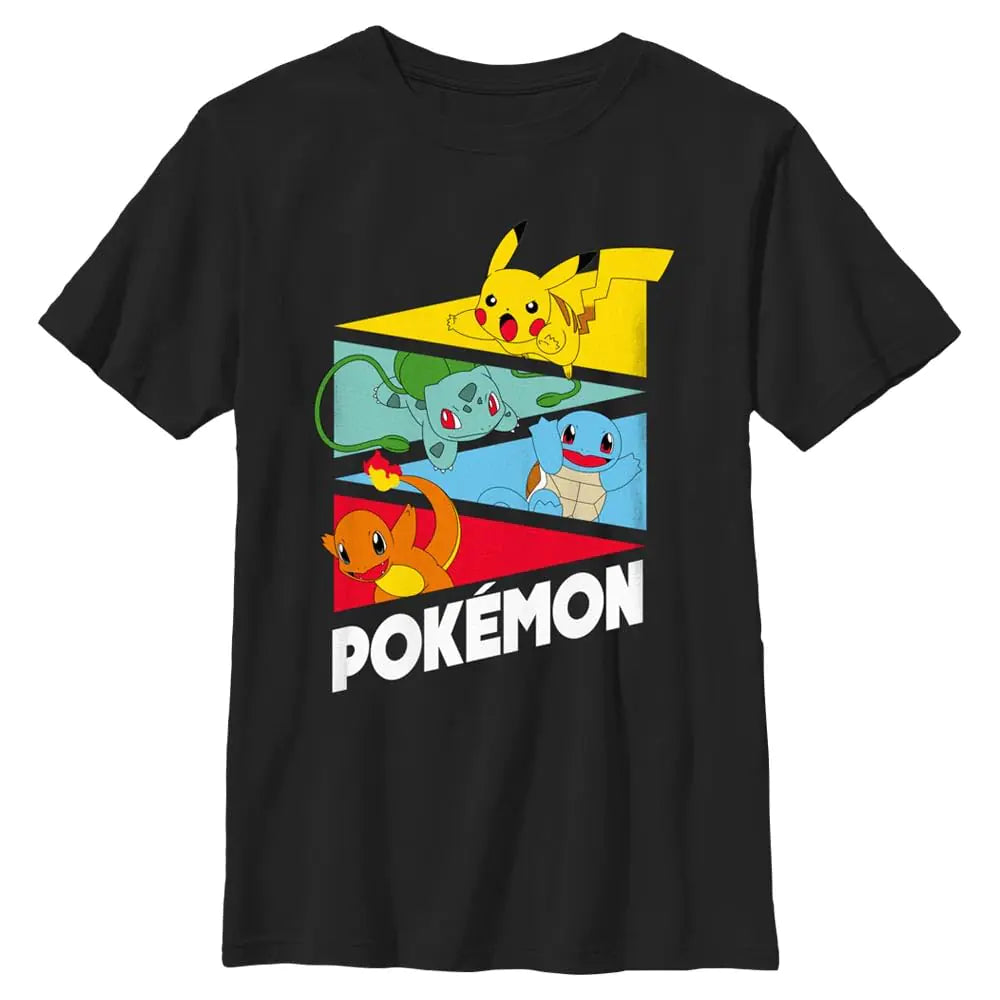 Pokemon Boys Starter Pendents Short Sleeve Tee Shirt Black Youth Small