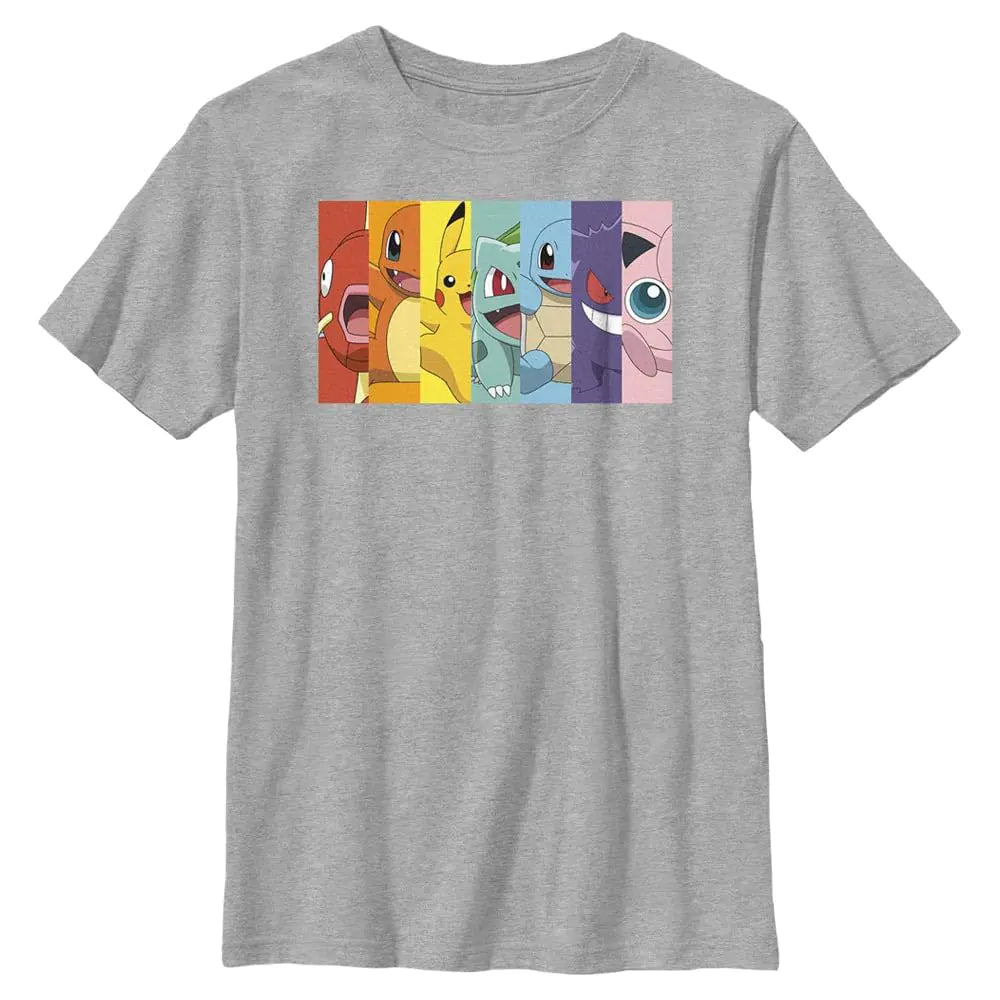 Pokemon Boys Poke Rainbow Short Sleeve Tee Shirt Athletic Heather X-Large