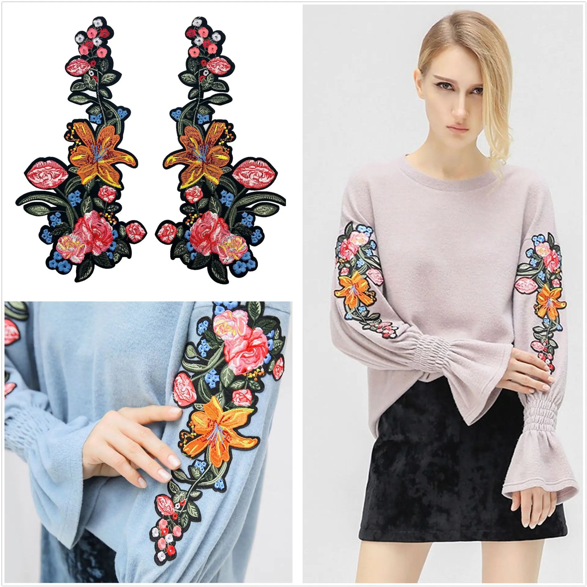 Rose Belt Adhesive Applique Embroidery Patch Stickers