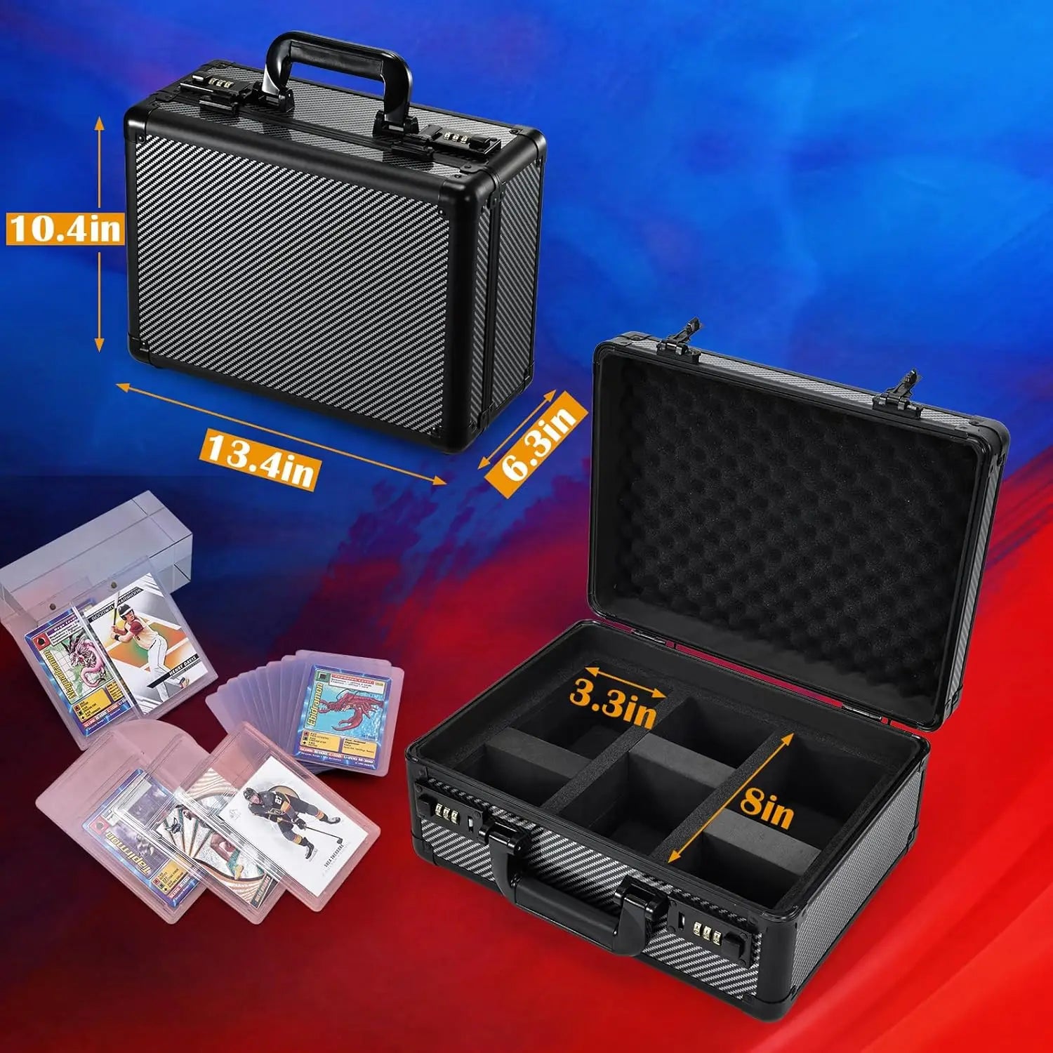 99 PSA Graded Card Case, 3-Row Trading Card Storage Box, Toploader Holder Card Cases for Sports Cards, Slab Case Storage  Lock