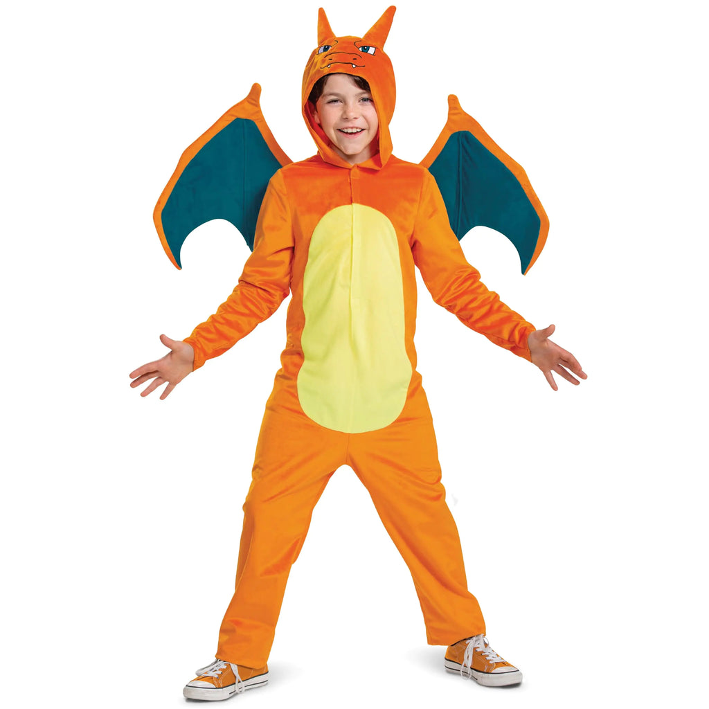Disguise Charizard Costume for Kids Official Pokemon Costume Hooded Jumpsuit Child Size Large (10-12)