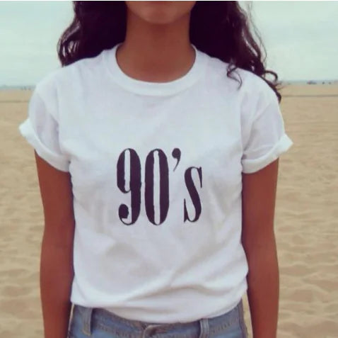 90's Letter Print Loose Women's T-Shirt Top