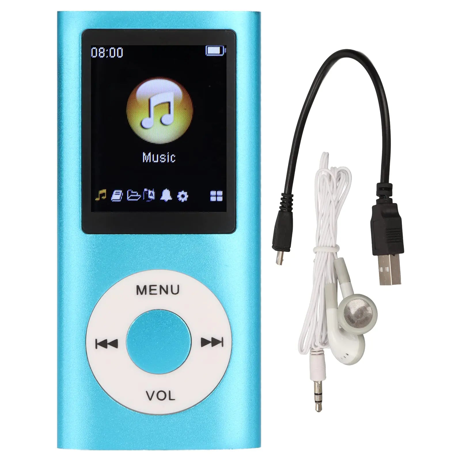 Mini Portable MP3 Stylish Multifunctional Lossless Sound Slim MP3 Music Player 1.8inch Large LCD Screen Music Player Portable Digital Lossless Music MP3 Player(Blue)