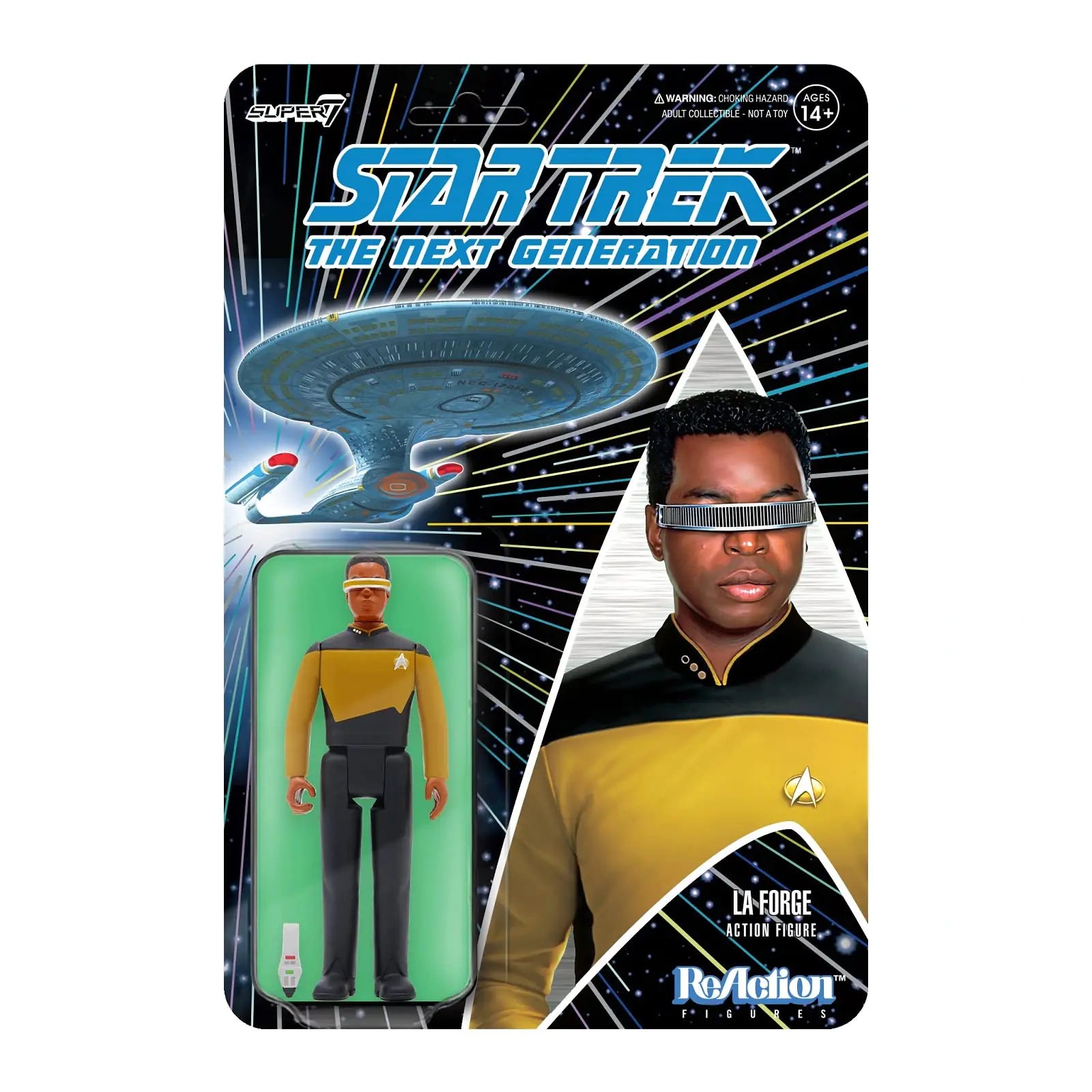 Super7 Star Trek: The Next Generation Lt. Commander La Forge - 3.75" Star Trek Action Figure with Accessory Classic TV Show Collectibles and Retro Toys